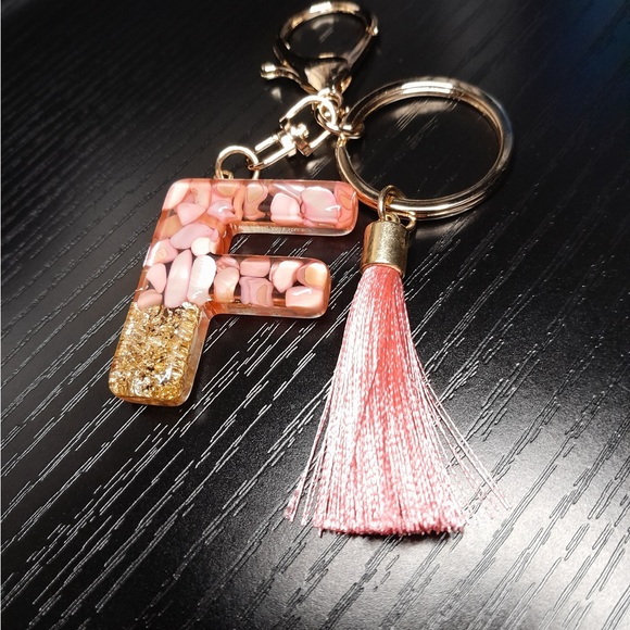 Initial Keychain with Tassel / Bag Charm “F” NIP - Picture 3 of 7